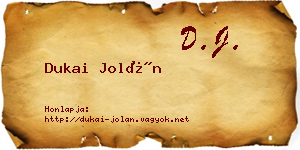 Dukai Jolán névjegykártya